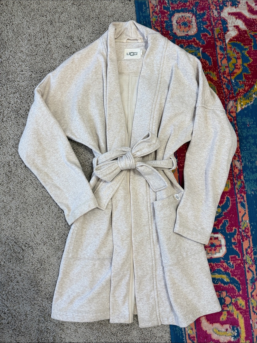 UGG Women's Light Cream Belted Robe Coat small